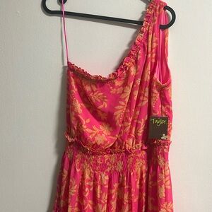 Pink floral maxi dress
